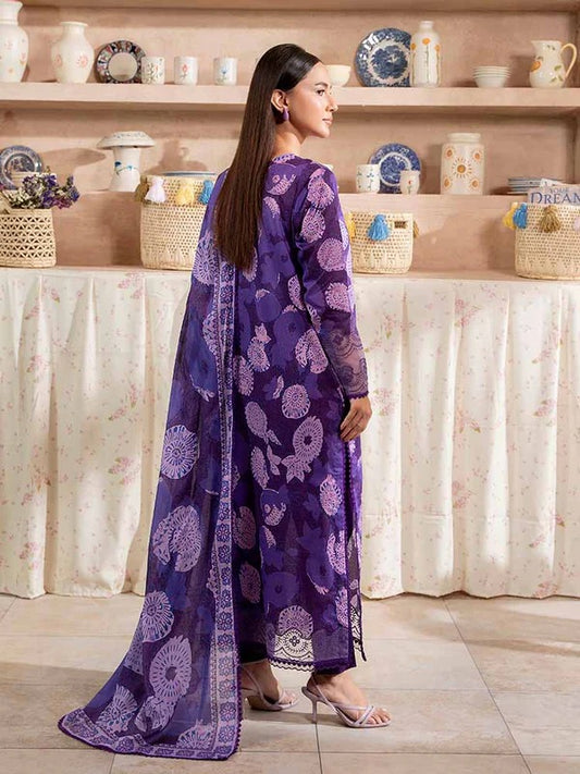 Purple | SAYA 3pc Unstitched Lawn Suit | Brenish