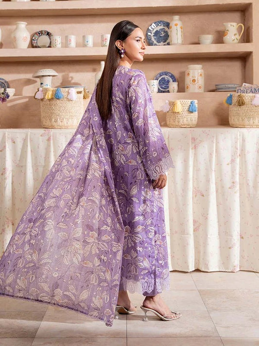 Light Purple | SAYA 3pc Unstitched Lawn Suit | Brenish