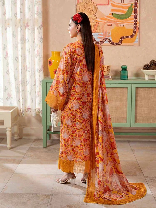 Yellow | SAYA 3pc Unstitched Lawn Suit | Brenish