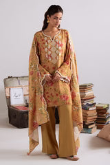 Cross Stitch 3 Piece - Printed Unstitched Lawn