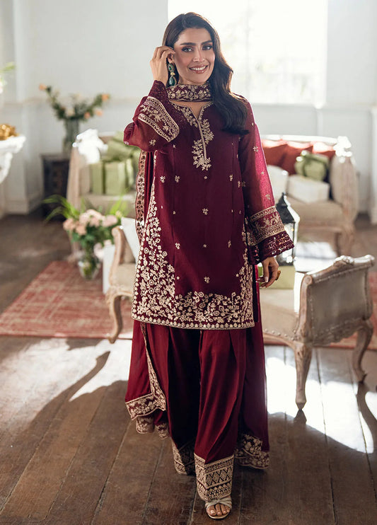 AZURE Chiffon Luxury Mehroon - 3 PC (Replica)