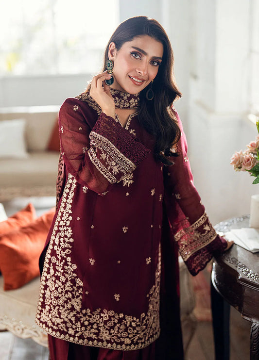 AZURE Chiffon Luxury Mehroon - 3 PC (Replica)