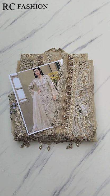 Maria B Luxury Organza Embroidered - Skin 3- Pc | Replica