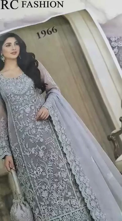 Organza Formal Embroidered  - Mauve 3pc (Replica)