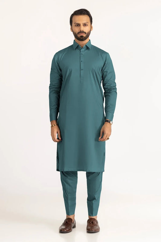 Light Teal | Gul Ahmed Men's Unstitched Soft Cotton