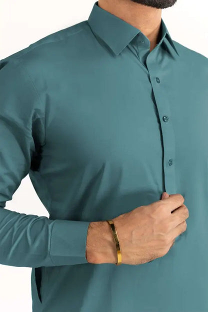 Light Teal | Gul Ahmed Men's Unstitched Soft Cotton