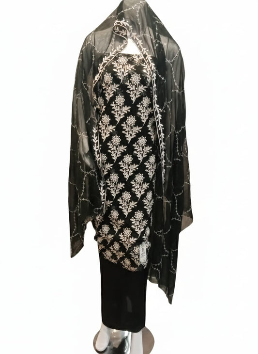 Dark Green | Luxury Chiffon Embroidered