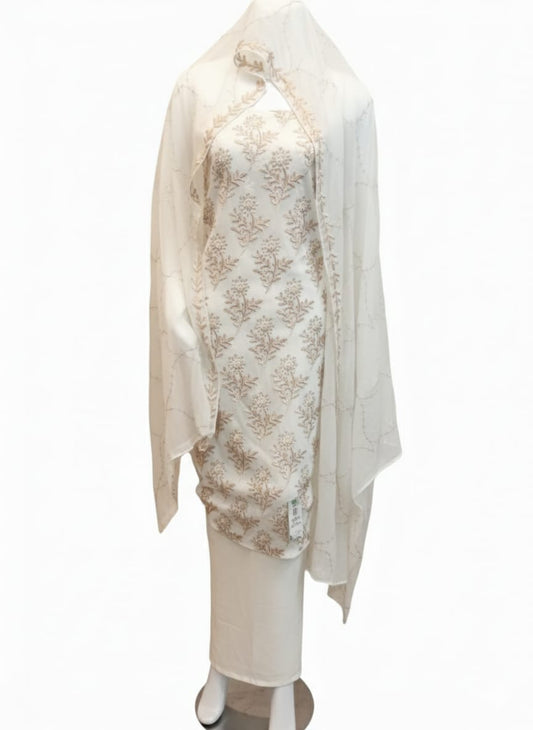 Off White | Luxury Chiffon Embroidered