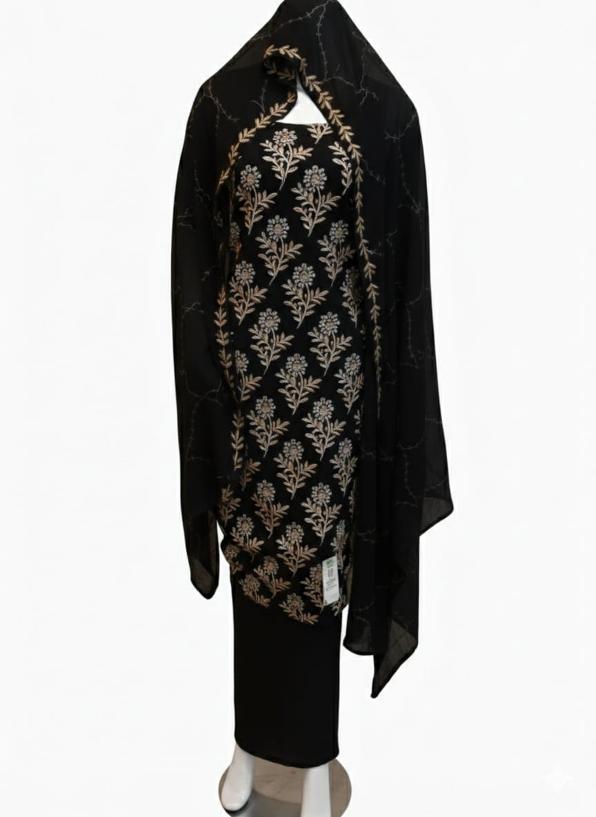 Black | Luxury Chiffon Embroidered