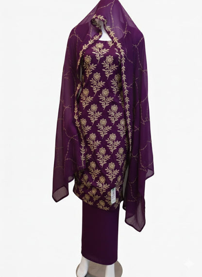 Purple | Luxury Chiffon Embroidered