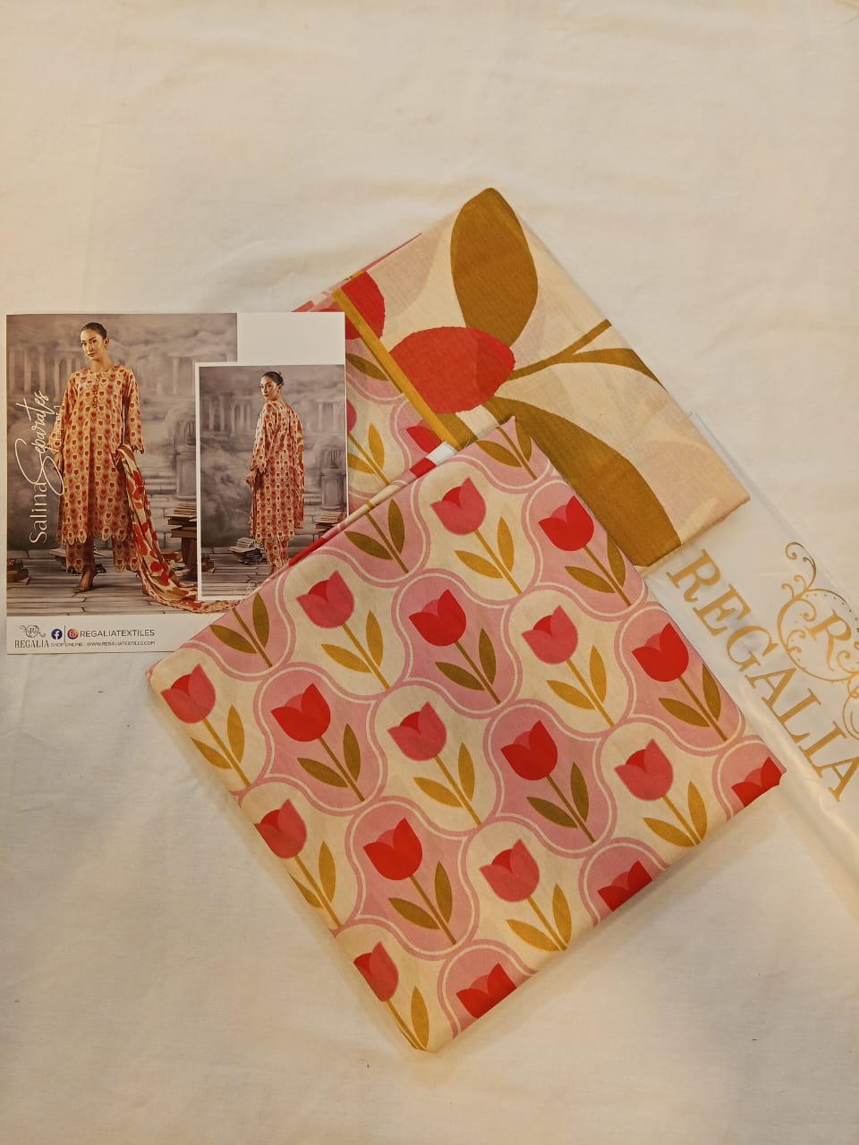 Close-up of soft-touch fabric and print on Light Rose Pink Salina Separates Lawn Collection.