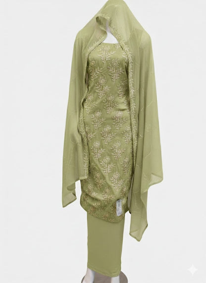 Light Green  | Luxury Chiffon Embroidered