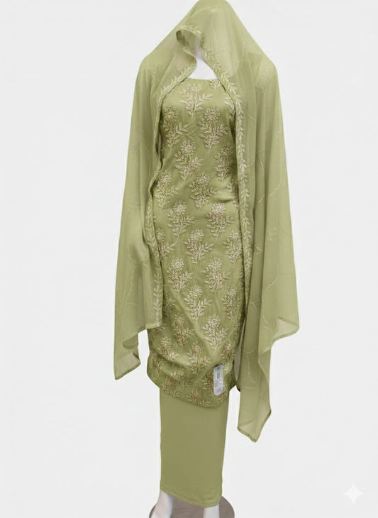 Light Green  | Luxury Chiffon Embroidered