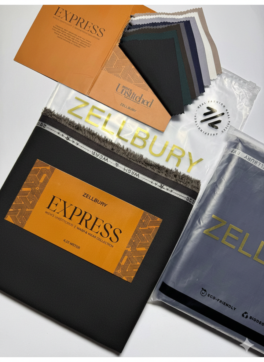 Close-up texture and weave of Black Zellbury Mens Wash and Wear 100% premium fine quality fabric.