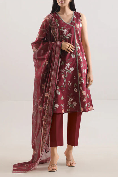 Maroon | Saya 3pc Unstitched Lawn Suit