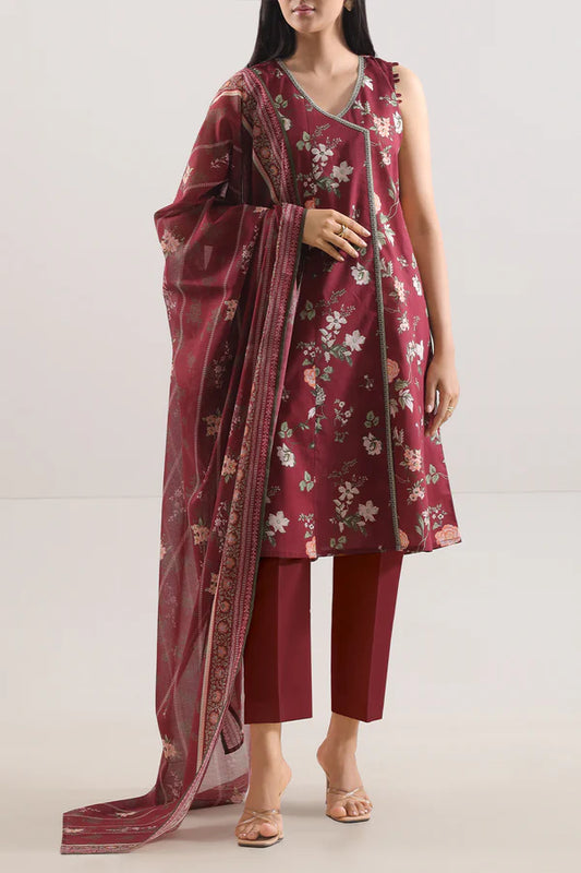 Maroon | Saya 3pc Unstitched Lawn Suit
