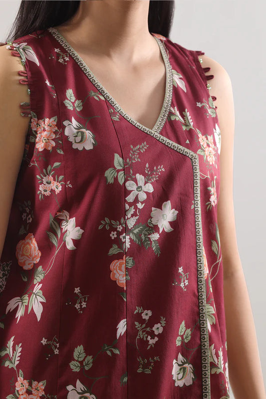 Maroon | Saya 3pc Unstitched Lawn Suit