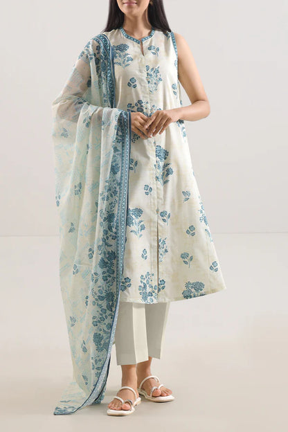 Ivory | Saya 3pc Unstitched Lawn Suit