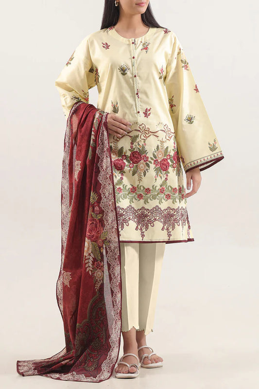 Ivory | Saya 3pc Unstitched Lawn Suit