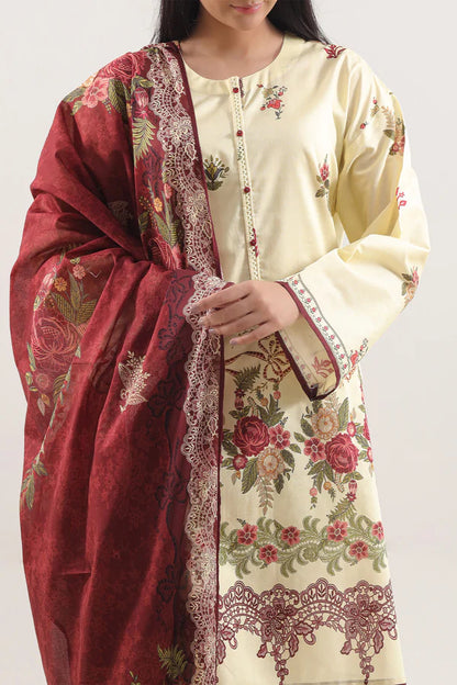 Ivory | Saya 3pc Unstitched Lawn Suit