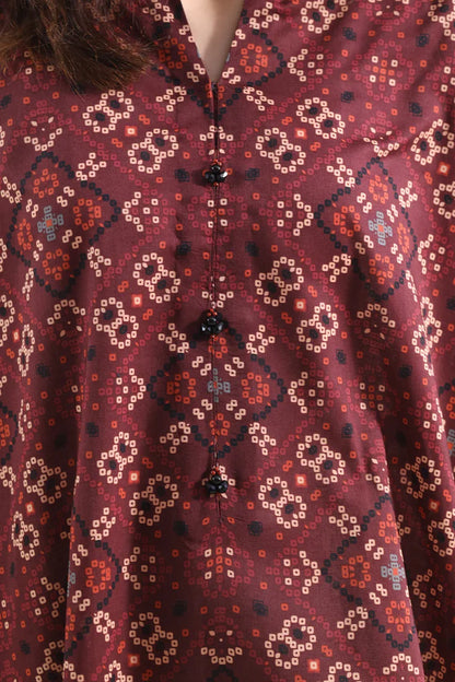 Dark Rust | Saya 3pc Unstitched Lawn Suit