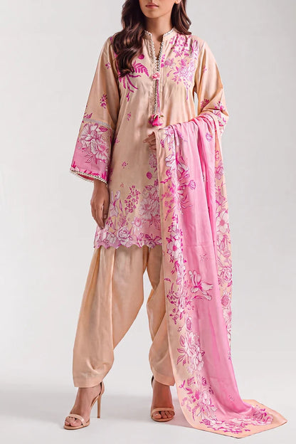 shot of the Saya Printed Lawn Suit Apricot