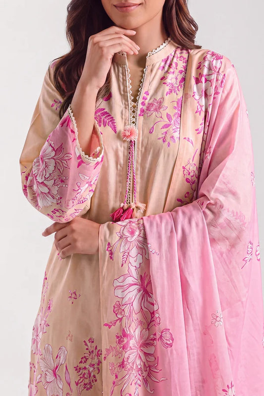 shot of the Saya Printed Lawn Suit Apricot