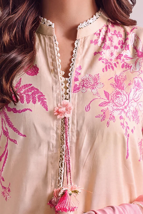 shot of the Saya Printed Lawn Suit Apricot