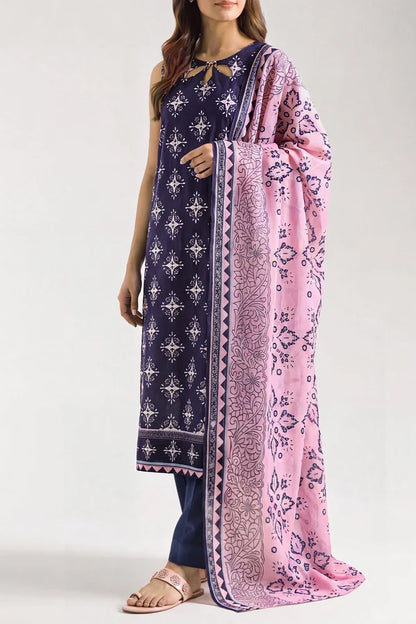 shot of the Saya Printed Lawn Suit Navy Blue