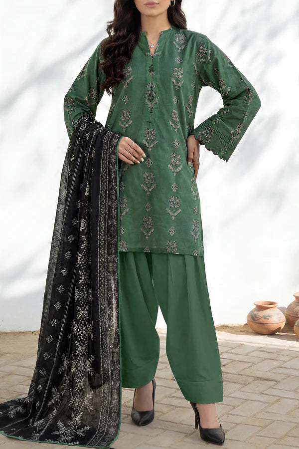 Green | Saya 3pc Unstitched Lawn Suit