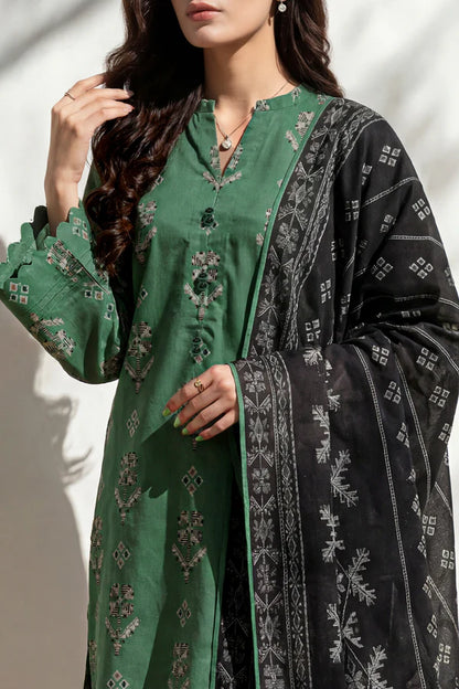 Green | Saya 3pc Unstitched Lawn Suit