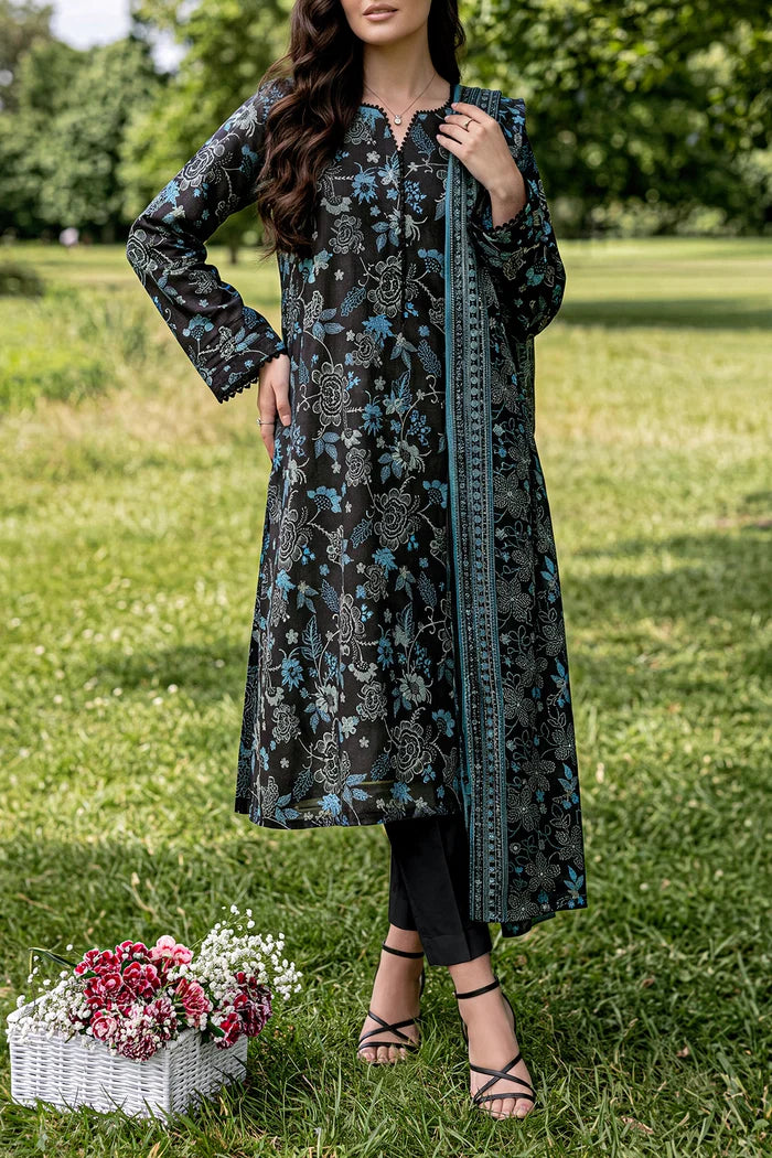 shot of the Saya Printed Lawn Suit Black