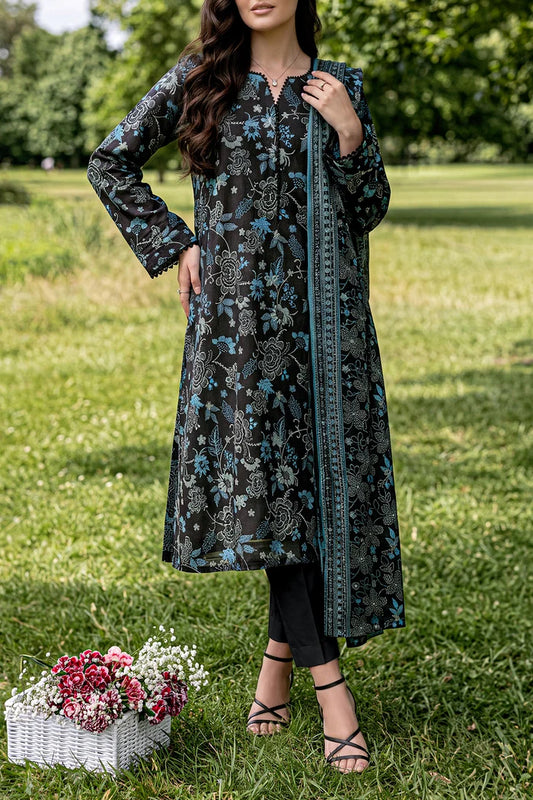 shot of the Saya Printed Lawn Suit Black
