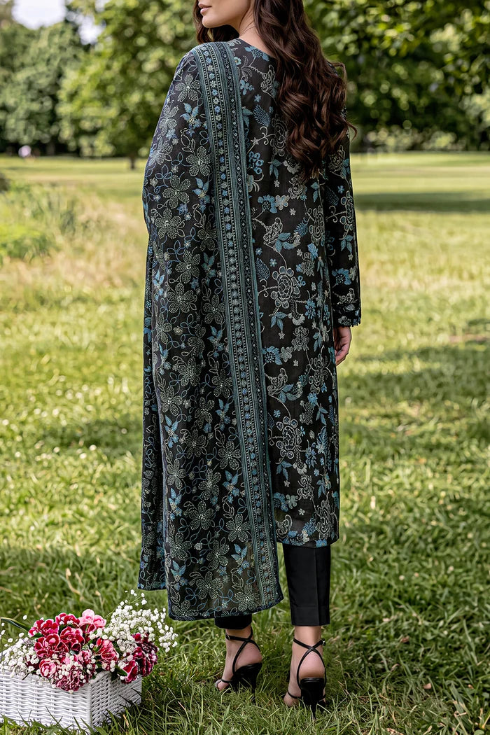 shot of the Saya Printed Lawn Suit Black