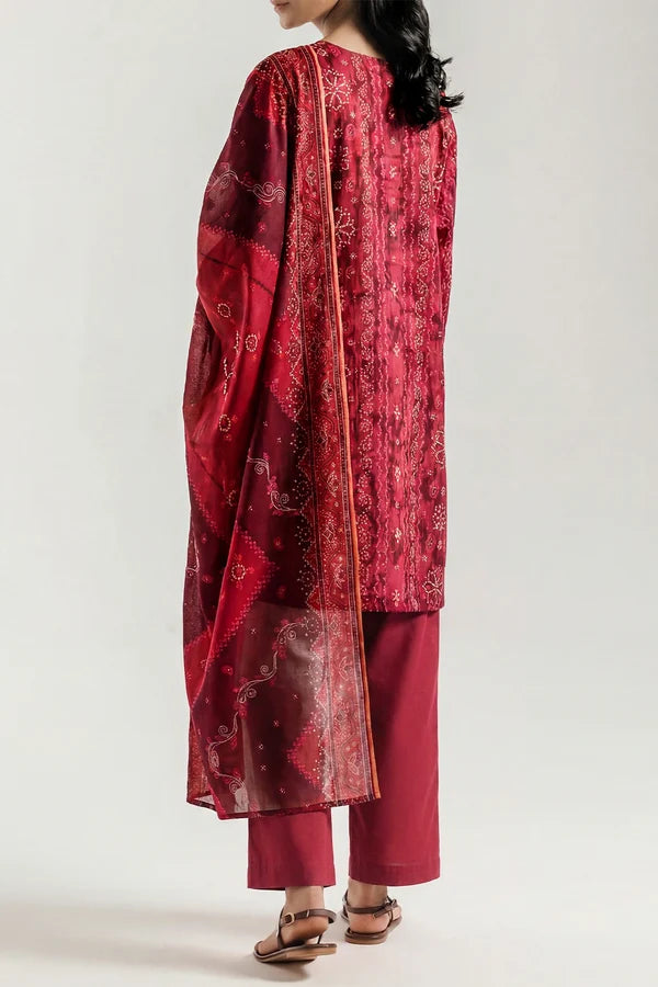 shot of the Saya Printed Lawn Suit Red