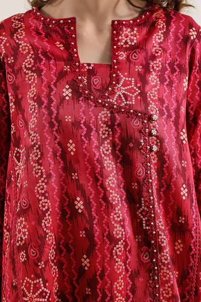shot of the Saya Printed Lawn Suit Red