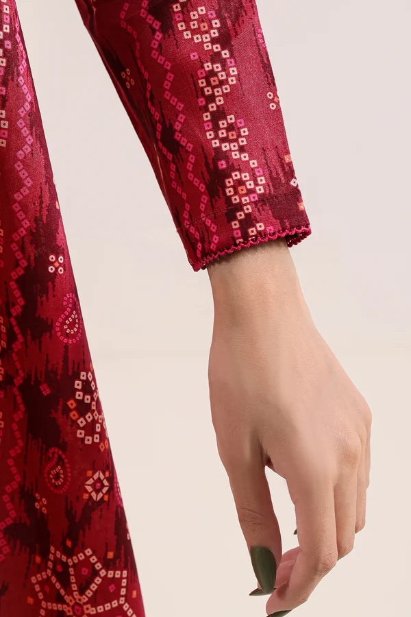 shot of the Saya Printed Lawn Suit Red