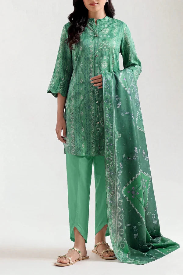 shot of the Saya Printed Lawn Suit Green