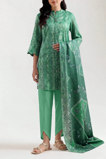 shot of the Saya Printed Lawn Suit Green