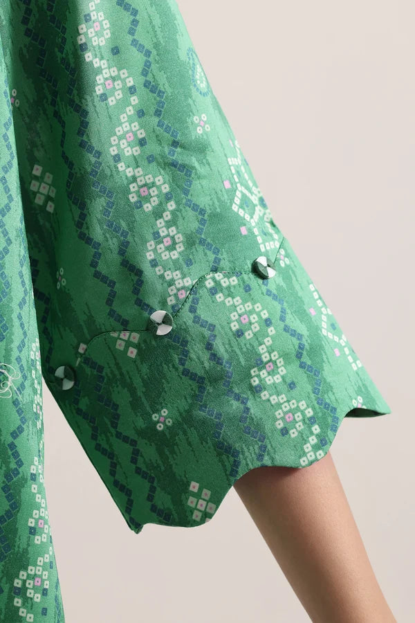 shot of the Saya Printed Lawn Suit Green