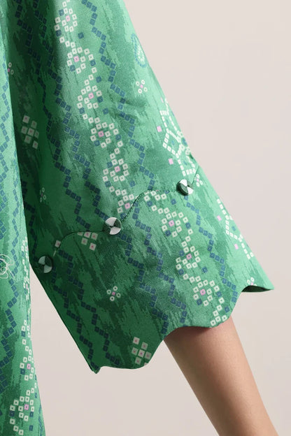 shot of the Saya Printed Lawn Suit Green