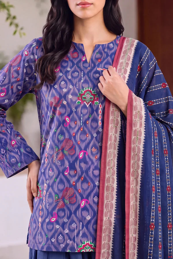 shot of the Saya Printed Lawn Suit Royal Blue