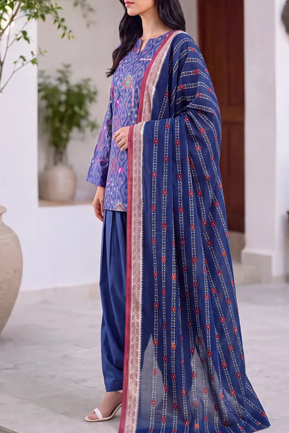 shot of the Saya Printed Lawn Suit Royal Blue