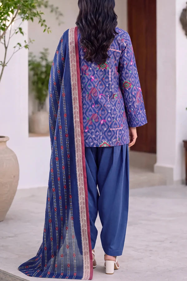 shot of the Saya Printed Lawn Suit Royal Blue