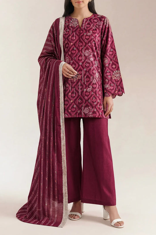 shot of the Saya Printed Lawn Suit Plum