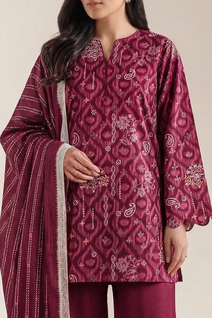 shot of the Saya Printed Lawn Suit Plum
