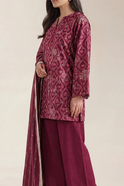 shot of the Saya Printed Lawn Suit Plum