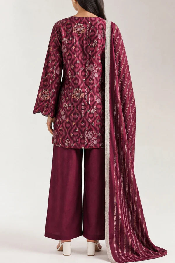 shot of the Saya Printed Lawn Suit Plum