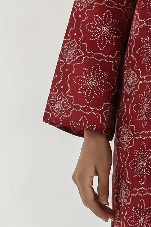shot of the Saya Printed Lawn Suit Maroon