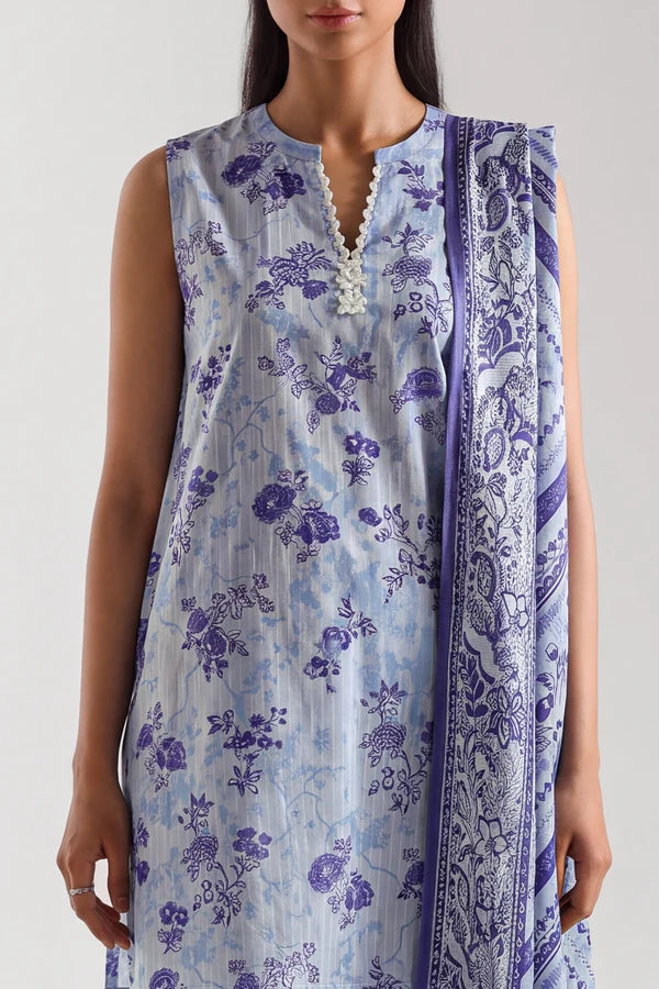 shot of the Saya Printed Lawn Suit Light Blue